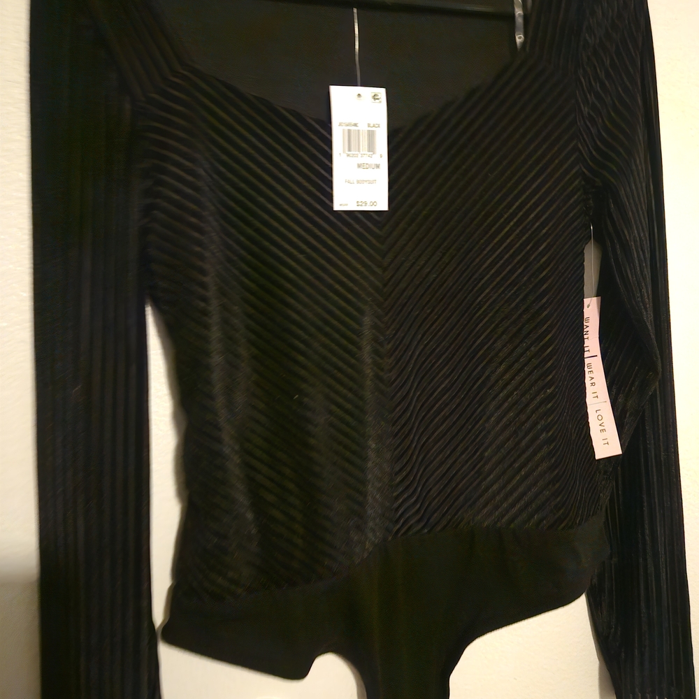 Crave Fame Black Textured Bodysuit